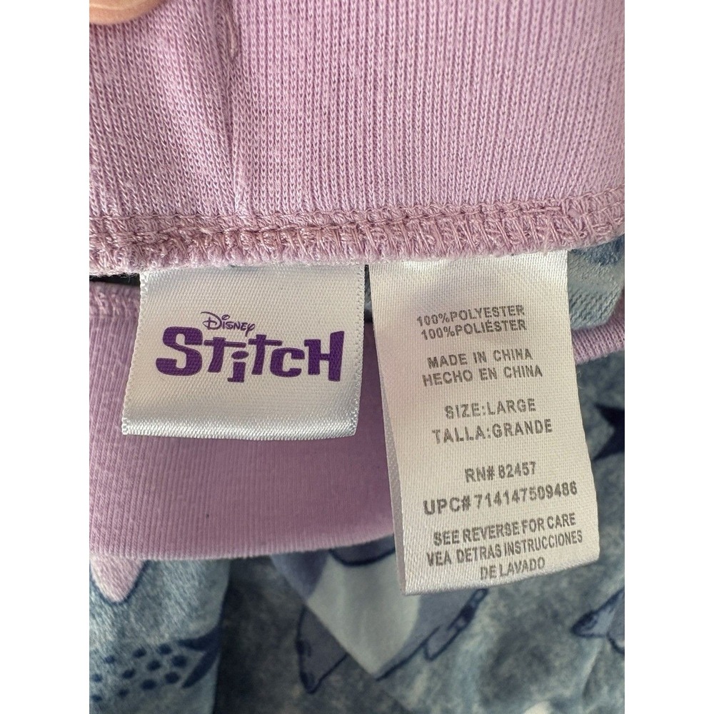 Disney‎ Stitch Pajama Pants Women Large Blue Fleece Star Print Lounge Bottoms - Picture 4 of 4